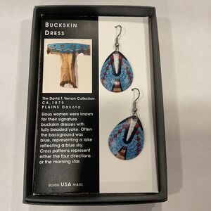 Vintage Earrings Dangle pierced David Howell design Sioux Buckskin Brass New
